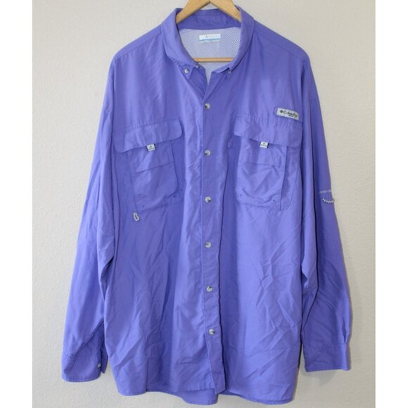 Columbia PFG Mens Purple Long Sleeve Button Down Fishing Shirt XXL - Picture 1 of 5